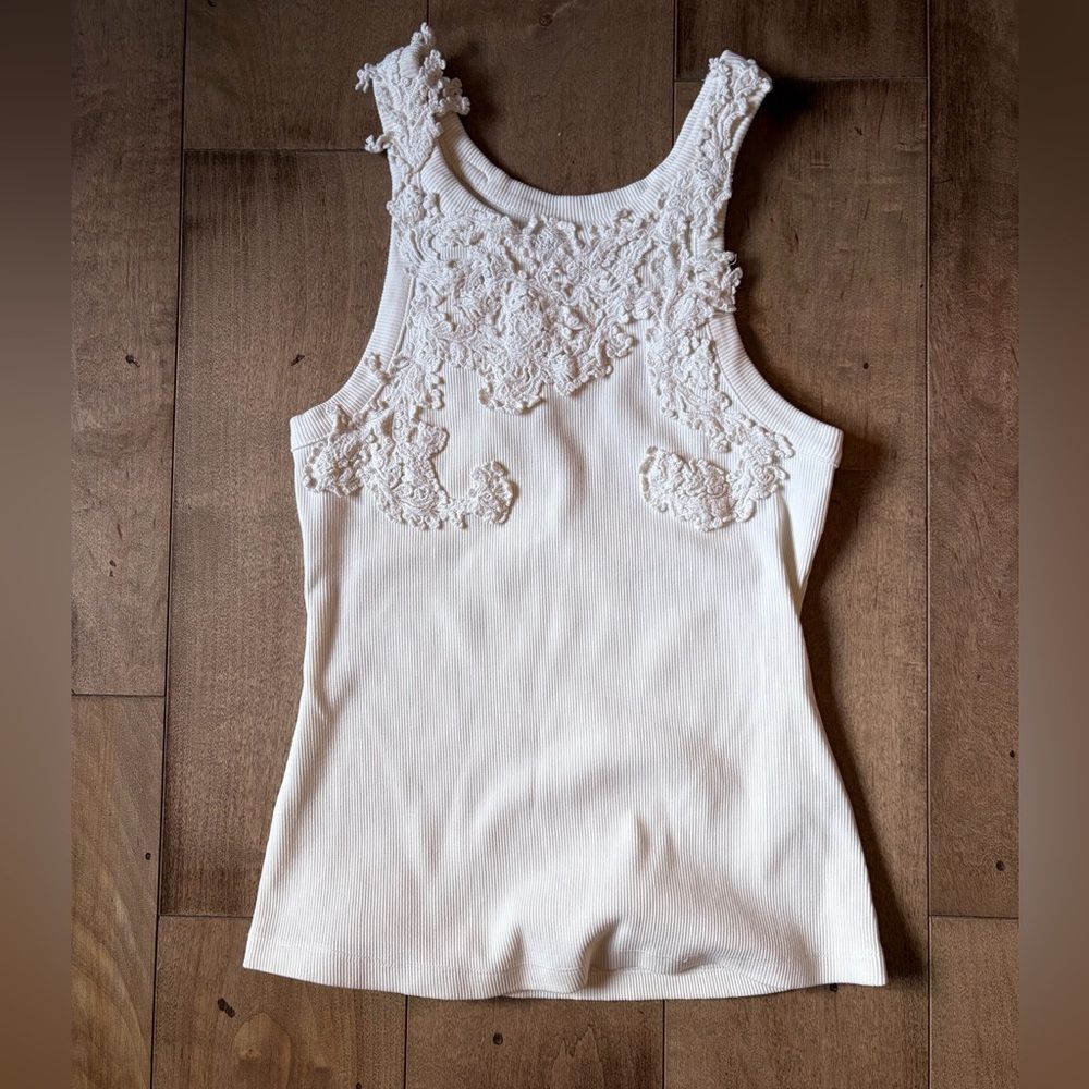 Anthropologie Cream Lace Tank Top